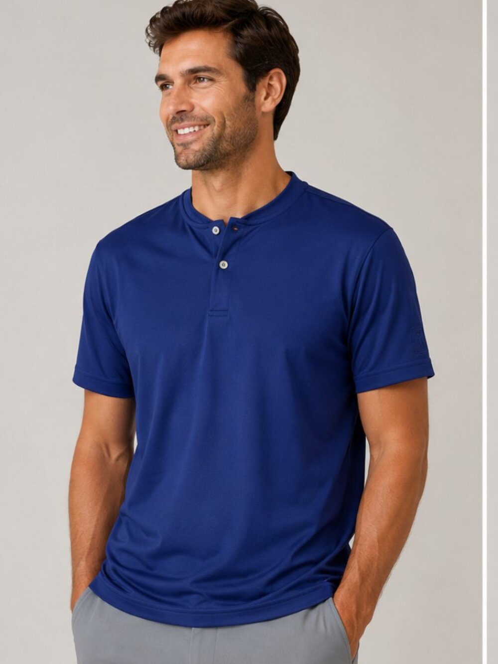 PGA TOUR Men's Blue Performance Henley Shirt - Size XL